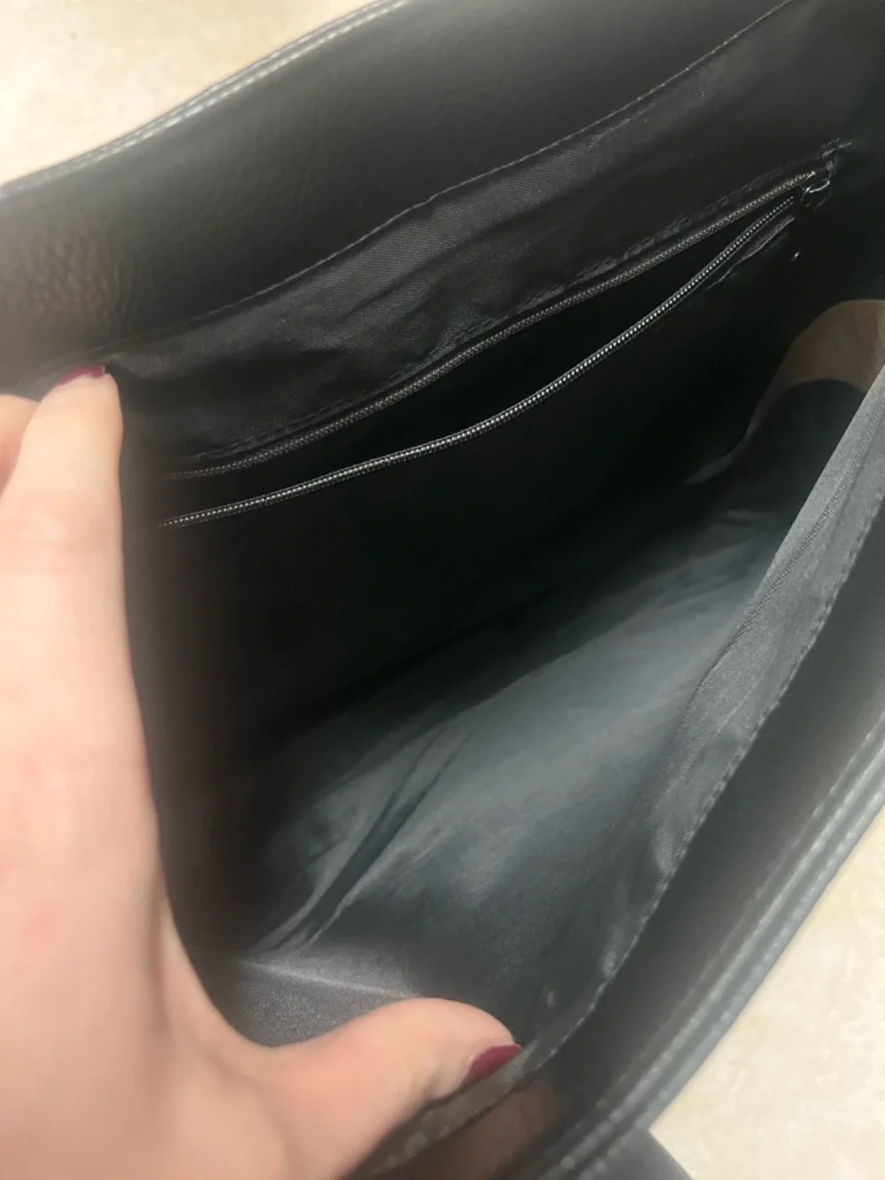 James Campbell Black Leather Messenger Satchel